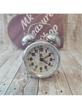 Unbranded Silver and White Analog Alarm Clock